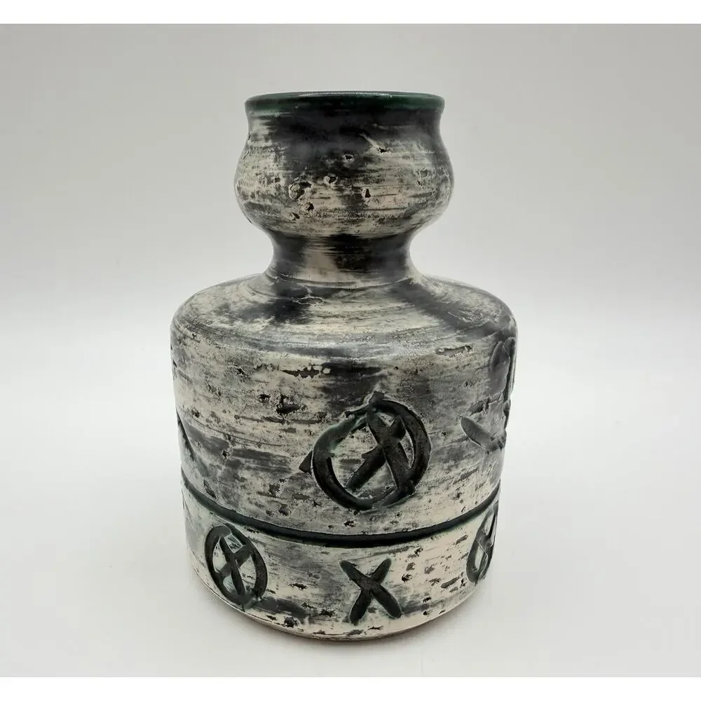 Arol Keramik Pottery Norwegian Saga Jug Vase 5” Viking Ship Rune Motifs Norway